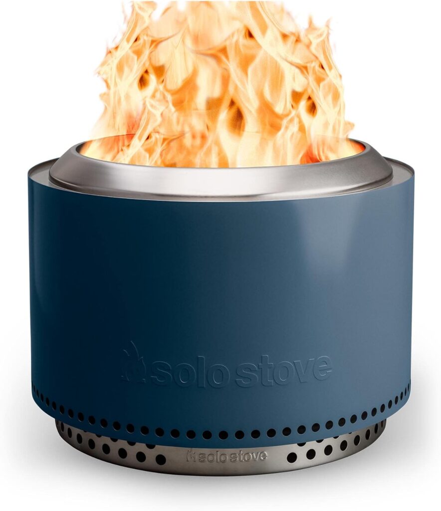 Solo Stove Yukon 2.0 with Stand, Smokeless Fire Pit | Portable Wood Burning Fireplace with Removable Ash Pan, Large Outdoor Firepit, Stainless Steel, H: 19.8 in x Dia: 27 in, 43.9. lbs, Color: Water