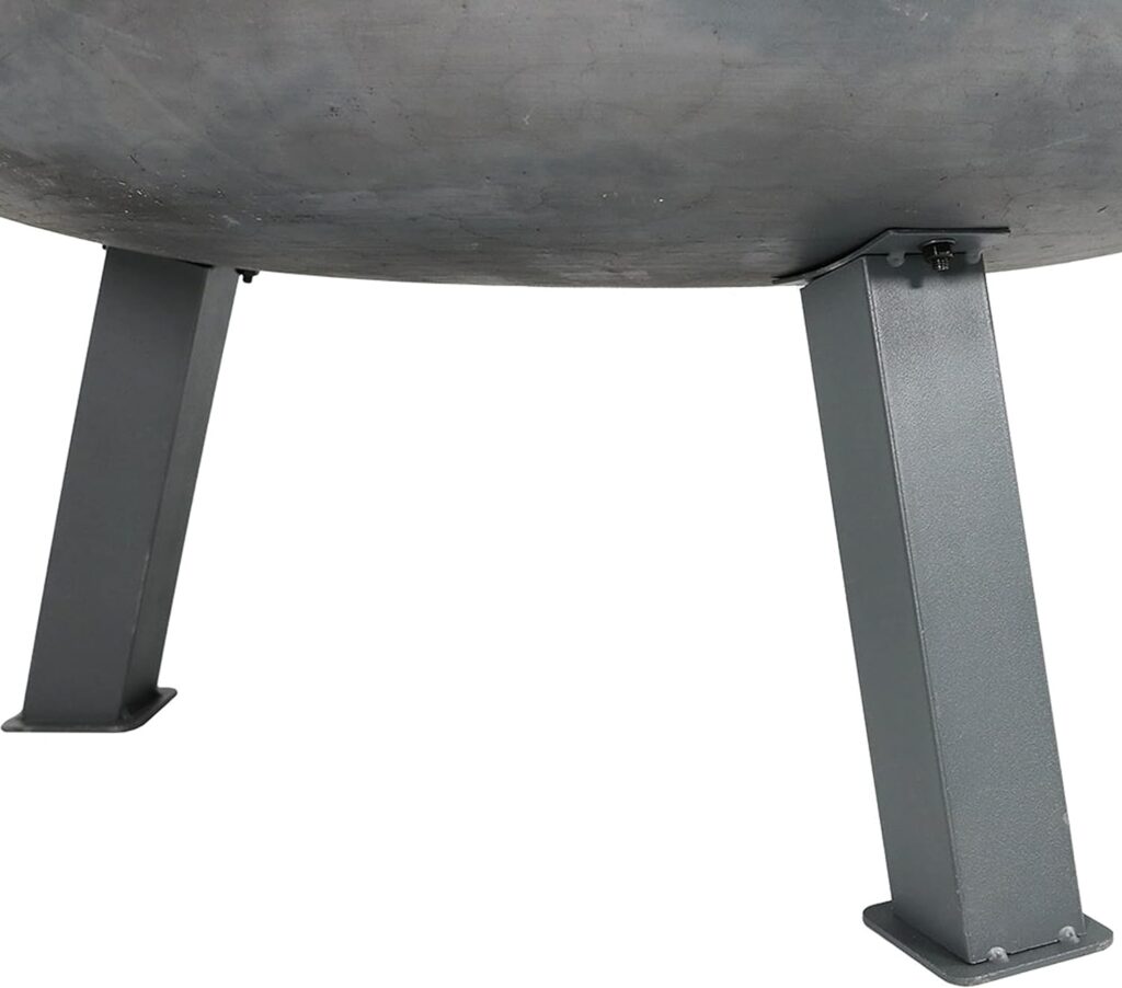 Sunnydaze 34-Inch Rustic Cast Iron Outdoor Raised Fire Pit Bowl with Handles - Steel Finish