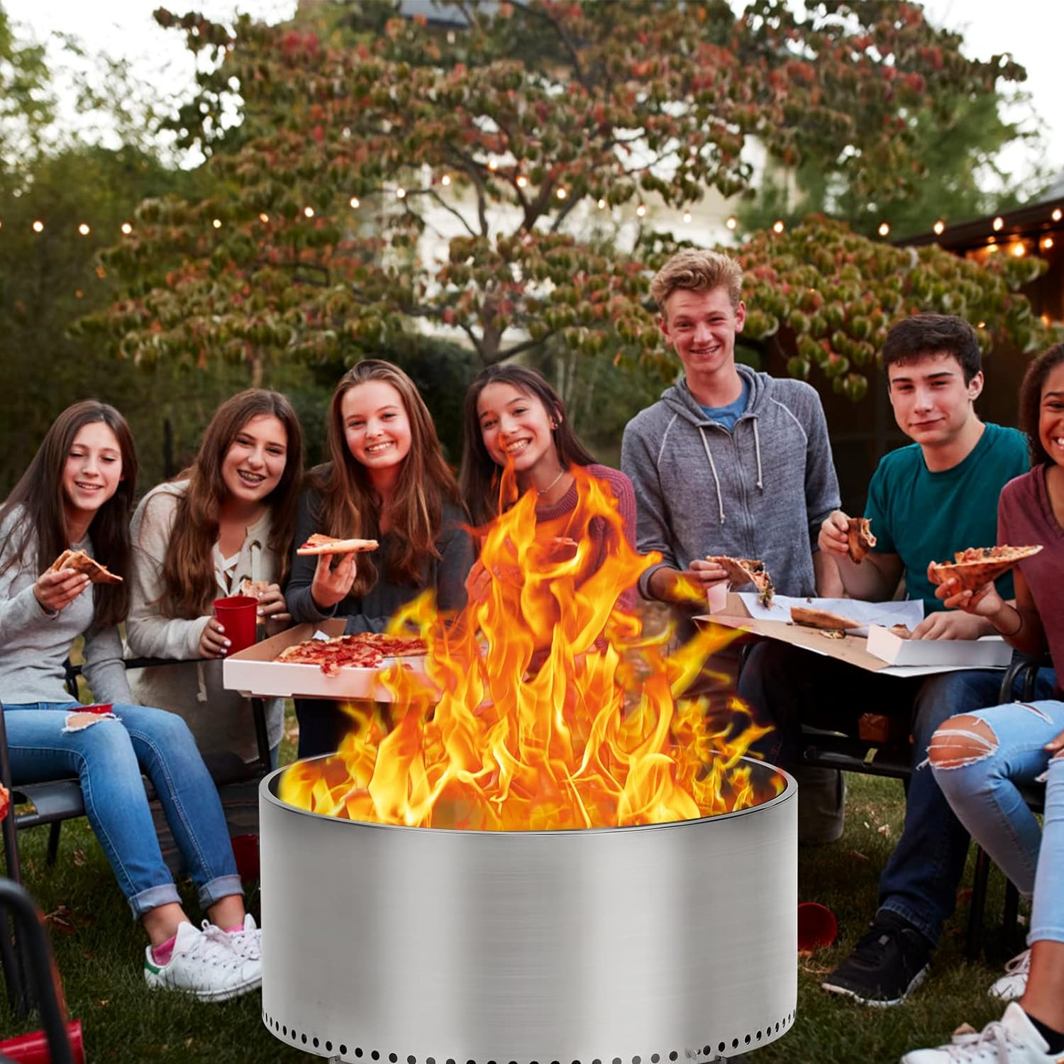 27 Smokeless Fire Pit with Air Switch, Wood Burning Portable Stainless Steel Outdoor Firepit with Removable Stand and Ash Pan, Ideal for Camping for Backyard Patio and Picnic， H: 11.5 in, 26.9 lbs…