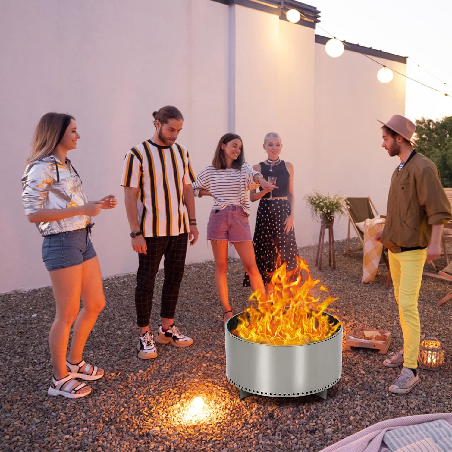 27 Smokeless Fire Pit with Air Switch, Wood Burning Portable Stainless Steel Outdoor Firepit with Removable Stand and Ash Pan, Ideal for Camping for Backyard Patio and Picnic， H: 11.5 in, 26.9 lbs…
