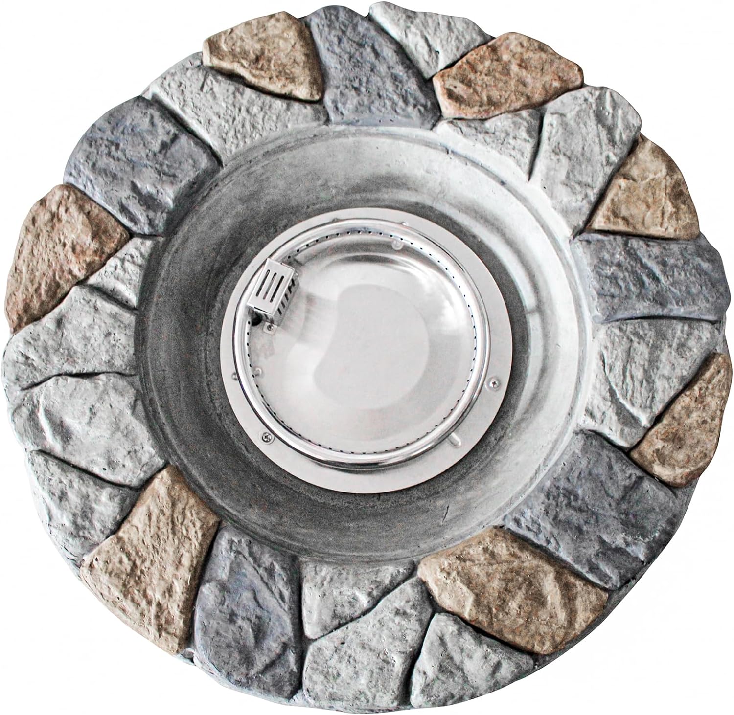 Teamson Home 40,000 BTU Square Slate Rock Look Steel Outdoor Fire Pit Pillar Outside Propane Gas Firepit with 6.6 Pounds Lava Rocks and PVC Cover for Patio Garden Backyard, 20 Inch, Brown