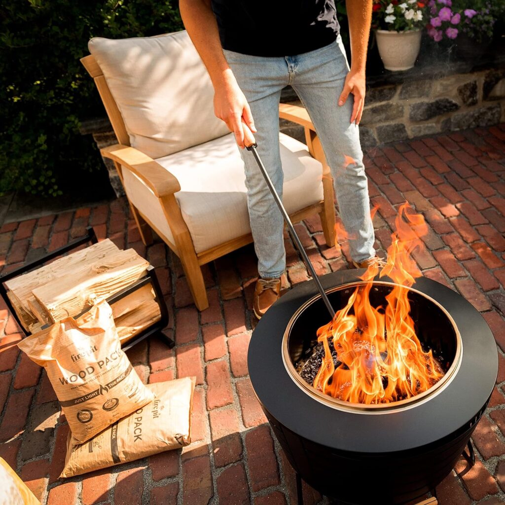 TIKI Brand Retreat Smokeless Fire Pit Rectangular Wood Burning Outdoor, Durable Stainless Steel, Great for Small Spaces, Camping, Tailgating, Pack, Modern, Removable Ash Pan, 14.5x21.5x16.7 Black