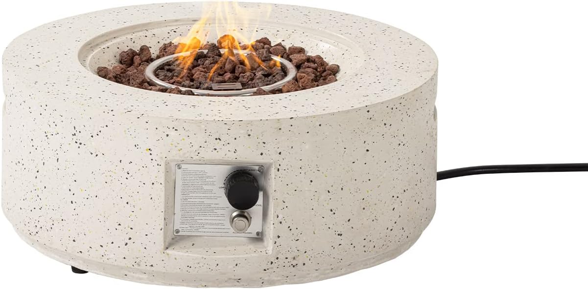 COSIEST 2-Piece Outdoor Propane Fire Pit Table Set w Tank Table, 42 Terrazzo Rectangle Fire Table (CSA Certified, 50,000 BTU) w 16 Tank Cover Side Table, Wind Guard, Rain Cover for Garden, Pool