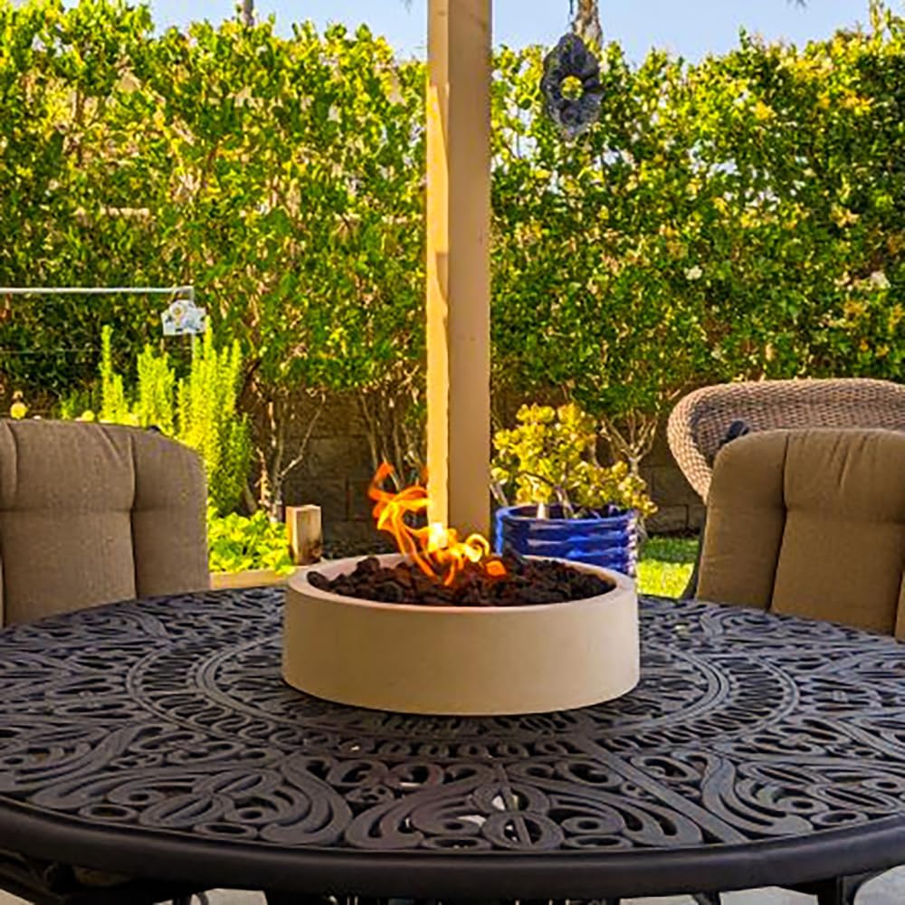 Fire Pit Bowl Tabletop Cast Stone 17-Inch, Outdoor Propane Portable Table Top Firepit Fireplace for Patio - Long-Burning, Safe, Handmade Housewarming Gift (Tan) Fire Pit Bowl Tabletop Cast Stone 17-Inch, Outdoor Propane Portable Table Top Firepit Fireplace for Patio - Long-Burning, Safe, Handmade Housewarming Gift (Tan)