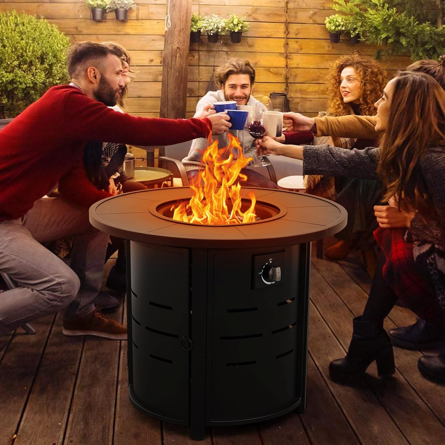 30 Inch Fire Tables Round Tabletop 50000 BTU Outdoor Fire Pits for Outside Steel Gas Fire Table with Fire Pit Lid Waterproof Cover, Black 30 Inch Fire Tables Round Tabletop 50000 BTU Outdoor Fire Pits for Outside Steel Gas Fire Table with Fire Pit Lid Waterproof Cover, Black
